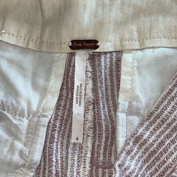 Free People Caraway Light At Sunrise Pink Stripes Cotton Pants Sz 4 - Picture 6 of 7
